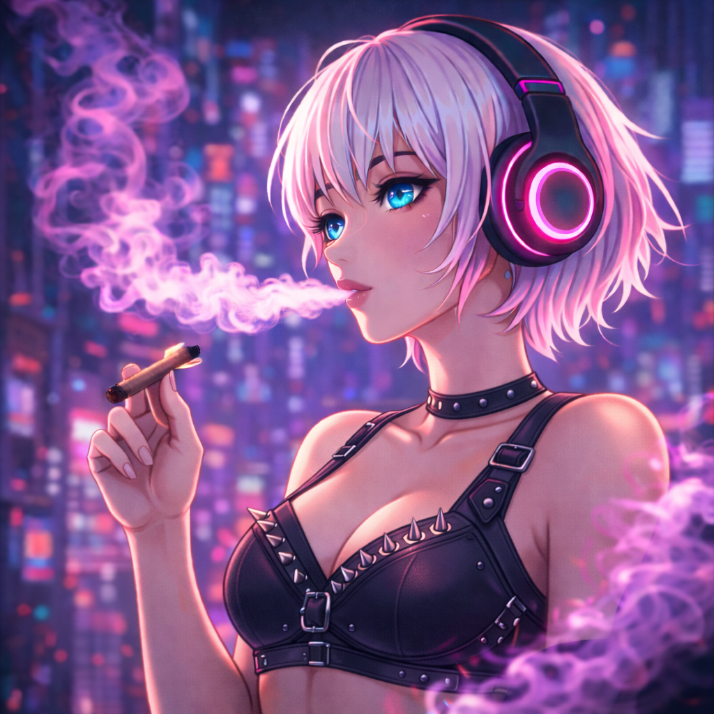 Anime neon smoker visual